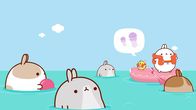 Molang – Einen Nachmittag lang sind Molang und Piu Piu Rettungsschwimmer.