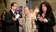 Tatort – Ermitteln hinter den Kulissen der Schlager-Szene: Staatsanwältin Wilhelmine Klemm (Mechthield Großmann), Prof. Karl-Friedrich Boerne (Jan Josef Liefers) und Kommissar Frank Thiel (Axel Prahl, M).