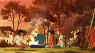 Lenas Ranch – (v.l.) Angelo, Nico, Lena und Anna wärmen sich am Lagerfeuer.