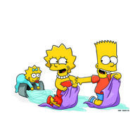 Die Simpsons – (24. Staffel) - Machen es ihren Eltern nicht immer leicht: Bart (r.), Lisa (M.) und Maggie (l.) ...