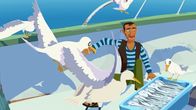 Zoom - Der weiße Delfin – Rico verteidigt seinen Fischfang gegen hungrige Möwen, die auf seinem Boot auftauchen.