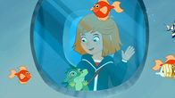 Hexe Lilli – Lilli und Hektor betrachten orangene Fische im städtischen Aquarium.