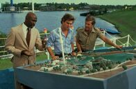 Der weiße Hai III – Als ein weißer Hai im Unterwasser Vergnügungspark auftaucht, wittert dessen Leiter Calvin Bouchard (Louis Gossett jr., l.) das ganz große Geld und will ihn als Attraktion den Besuchern vorführen ...