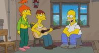 Die Simpsons – v.l.n.r.) Brandine; Cletus; Homer