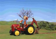 Kleiner Roter Traktor – Mit dem kleinen roten Traktor schaufelt Jan einen Bewässerungsgraben vom See zu den Feldern.
