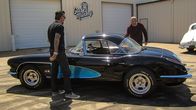Fast N' Loud – Richard Rawlings and Keith Hagan talk next to the open hood of the '58 Corvette.