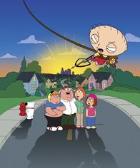 Family Guy – (1. Staffel) - Auch wenn Stewie (oben) das jüngste Familienmitglied ist, weiß er ganz genau, wie er (v.l.n.r.) seinen Hunde-Kumpel Brian, Bruder Chris, Vater Peter, Mutter Lois und Schwester Meg in den Wahnsinn treiben kann ...