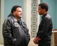 Stumptown – L-R: Tookie (Adrian Martinez) and Detective Miles Hoffman (Michael Ealy)