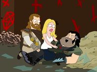 American Dad! – L-R: Jesus, Francine, Stan