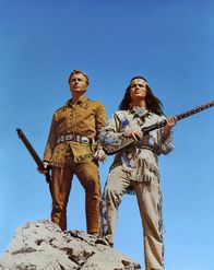 Winnetou 1 – L-R: Old Shatterhand (Lex Barker), Winnetou (Pierre Brice)