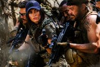 Rogue Hunter – L-R: Mike Barasa (Greg Kriek), Samantha O'Hara (Megan Fox), Pata (Sisanda Henna), Brandon Auret (Elijah Dekker)