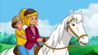Bibi und Tina – Bibi (r.) zeigt Nadja (l.), wie man reitet.