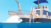 Zoom - Der weiße Delfin – Zoom beobachtet, wie sich Yann auf dem Schiff von Onkel Patrick für das Tauchen fertigmacht. Ein seltsamer Ton hat die Bewohner von Maotou aufgeschreckt und Yann will unbedingt herausfinden, was den Ton verursacht hat.