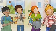 Meine Freundin Conni – Conni hat ein Backblech als Becken mitgebracht. Die Kindergärtnerin ist begeistert von den musikalischen Einfällen ihrer Gruppe.