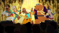 The Cleveland Show – v.l.n.r.) Cleveland Brown; Lester Krinklesac; LeVar Brown; Tim der Bär; Holt Richter