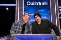 Quizduell – Die Kandidaten des Teams "Wortwitz": Jürgen von der Lippe (l.), Entertainer und Torsten Sträter (r.), Kabarettist.