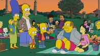 Die Simpsons – (v.l.n.r.) Maggie; Marge; Homer; Lisa; Bart; Jeff; Kumiko