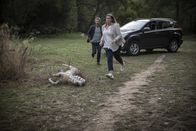 Crazy Fun Park – Phoebe (Katherine Tonkin) und Zach (Bernard Curry) rennen zum Parkeingang.