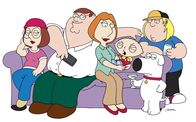 Family Guy – L-R: Meg, Peter, Louise, Stewie, Bria, Chris.