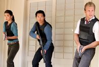 Hawaii Five-0 – Danny (Scott Caan, r.), Chin (Daniel Dae Kim, l.) und Kono (Grace Park, M.)