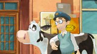 Lieselotte – Lieselotte und der Postbote haben Spaß beim Postaustragen.