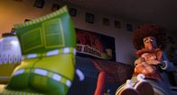Sausage Party – Druggie (r.) kann auf einmal die Lebensmittel hören.