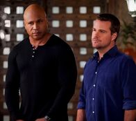 Navy CIS: L.A. – "The Patton Project" -- Pictured: LL COOL J (Special Agent Sam Hanna) and Chris O\'Donnell (Special Agent G. Callen). Deputy Director Ochoa (Esai Morales) volunteers the NCIS team to assist with a covert operation tied to a terrorist group advocating for extreme military force. Also, Callen has concerns as to what an assignment of this nature could mean for the future of the team, on NCIS: LOS ANGELES, Sunday, Nov. 18 (9:00-10:00 PM, ET/PT) on the CBS Television Netwo Photo: Monty Brinton/CBS ÃÂ