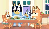 Bluey – L-R: Bingo, Bandit, Bluey und Chilli