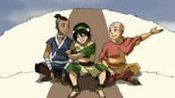 Avatar - Herr der Elemente – L-R: Sokka, Toph, Aang