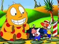 Maggie und das Biest – L-R: The Ferocious Beast, Hamilton Hocks, Rudy the Mouse (über), Maggie, Nedley the Rabbit