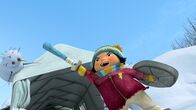 Snowsnaps' Winterspiele – Kiki ruft die Freunde ins nächste Level des nachgespielten Videogames.