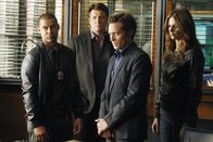 Castle – Müssen sich von ihrer neuen Chefin mal wieder eine Standpauke anhören: Javier Esposito (Jon Huertas, l.), Richard Castle (Nathan Fillion, 2.v.l.), Kevin Ryan (Seamus Dever, 2.v.r.) und Kate Beckett (Stana Katic, r.)