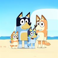 Bluey – L-R: Bingo, Bandit, Bluey, Chilly