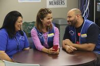 Superstore – -- "Spokesman Scandal" Episode 205 -- Pictured: (l-r) Kaliko Kauahi as Sandra, Nichole Bloom as Cheyenne, Colton Dunn as Garrett -- (Photo by: Evans Vestal Ward/NBC)