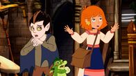 Hexe Lilli – Lilli, Hektor und Fledermausjunge in der Burgruine.