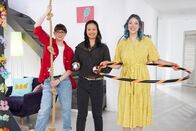 Princess of Science – V.l.: Patrizia, Linh und Johanna erklären, welche Kräfte bei Akrobatik eine Rolle spielen.
