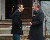 Elementary – "Dead Man's Switch"-- Sherlock (Jonny Lee Miller, left) and Gregson (Aidan Quinn, right) hunt for the accomplice of a murdered blackmailer who had been targeting the families of rape victims threatening to release videos of the assault if they don‚Äôt pay, on ELEMENTARY, Thursday, April 25 (10:00-11:00 p.m. ET/PT) on the CBS Television Network. PHOTO CREDIT: Barbara Nitke/CBS ¬© 2012 CBS. All Rights Reserved