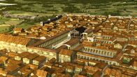 Schätze des Römischen Reichs – CGI-Rendering der riesigen antiken Stadt Pompeji, Italien, einschließlich des Forums und der Häuser. (Kredit: National Geographic)