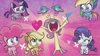 My Little Pony - Pony Life – L-R, neider: Pinkie Pie, Applejack, Fluttershy, Rarity; über: Twilight Sparkle, Rainbow Dash