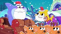 Baby Sharks Große Show – Oben, l-r: Santa Jaws, Baby Shark, William