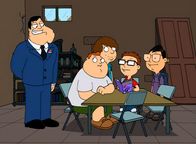 American Dad! – L-R: Stan, Barry Robinson, Schmuely "Snot" Lonstein, Steve Smith, Toshi Yoshida