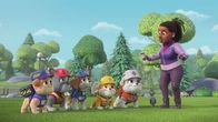 Rubble und Crew – v.li.: Mix, Charger, Wheeler, Rubble, Auntie Crane, Mr. Ducky Doo, Mayor Greatway