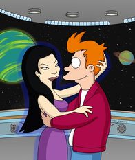 Futurama – Fry (r.) lädt sich bei nappster.com eine Lucy Liu (l.) herunter und verliebt sich prompt in sie ...