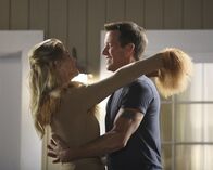 Desperate Housewives – Edie (Nicolette Sheridan, l.) bringt Mike (James Denton, r.) nach Hause, während Detective Ridley Beweise sucht, um Mike verhaften zu können ...