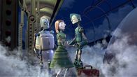 Robots – Schweren Herzens lassen Mr. und Mrs. Copperbottom ihren Sohn Rodney (r.) nach Robot City ziehen.