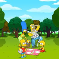 Die Simpsons – (23. Staffel) - Die Simpsons sind eine nicht alltägliche Familie: Maggie (M.), Marge (2.v.l.), Lisa (r.), Homer (2.v.r.) und Bart (l.) ...