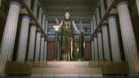 Megapolis – Im Innern des Parthenons stand die kolossale Statue der Athene, Göttin der Weisheit, Schutzpatronin und Namensgeberin der Stadt. (3D-Grafik)