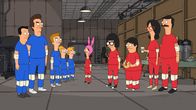 Bob's Burgers – Jimmy (2.v.l.), Jimmy Pesto, Jr. (3.v.l.), Ollie (4.v.l.), Andy (5.v.l.), Louise (5.v.r.), Tina (4.v.r.), Gene (3.v.r.), Linda (2.v.r.), Bob (r.)