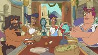 Krapopolis – v.li.: Shlub, Deliria, Herophile, Tyrannis, Hippocampus, Stupendous