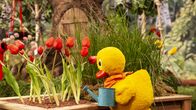Unser Sandmännchen – Schnatterinchen pflegt ihre Blumen.